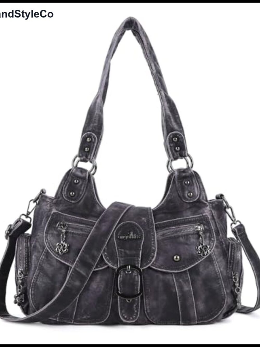 Vegan Leather Hobo Shoulder Bag Crossbody Tote with Adjustable Strap
